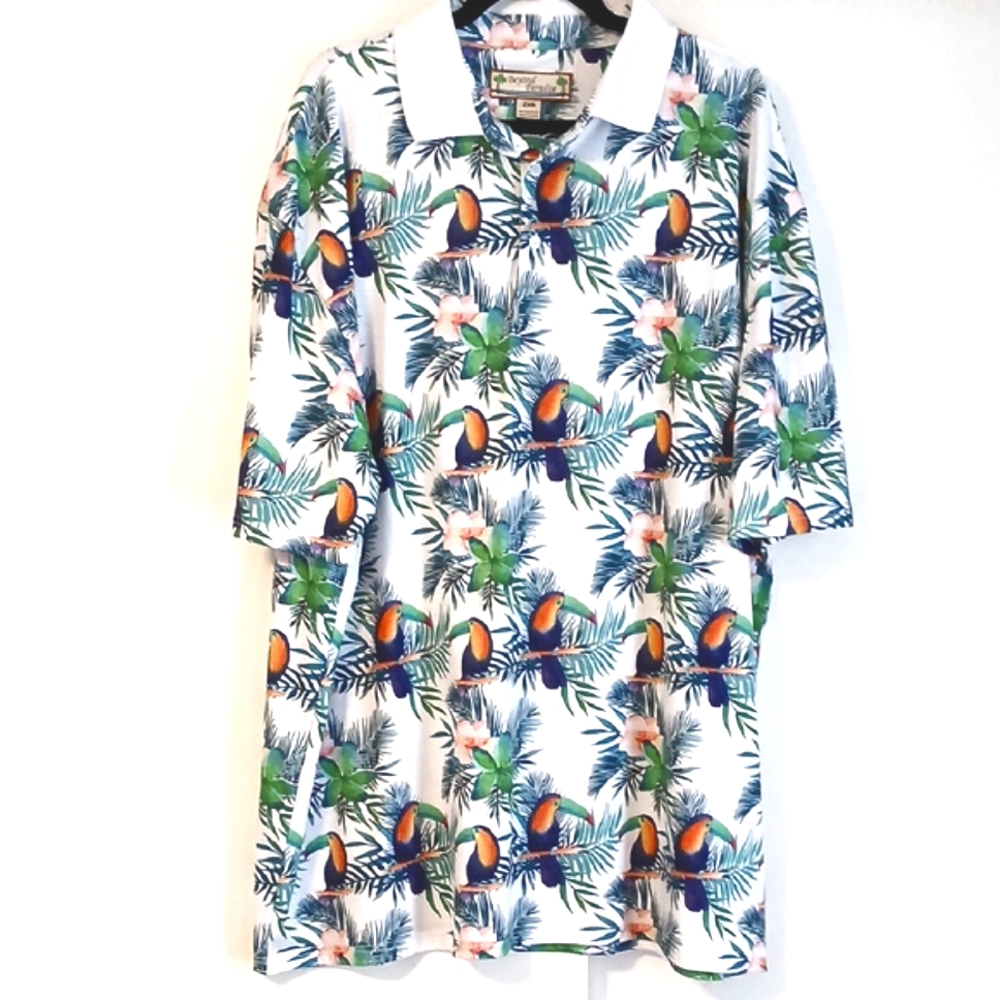 Beyond Paradise "Toucan" Tropical Polo Shirt in Size 2XB (NWOT)